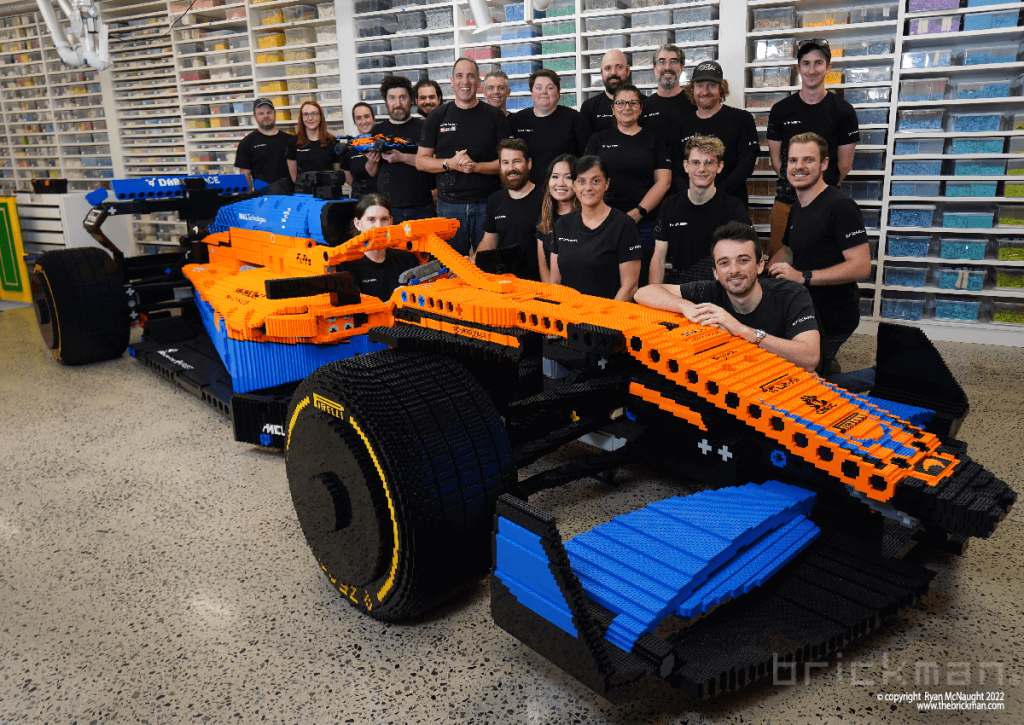 Life size LEGO Technic McLaren build team