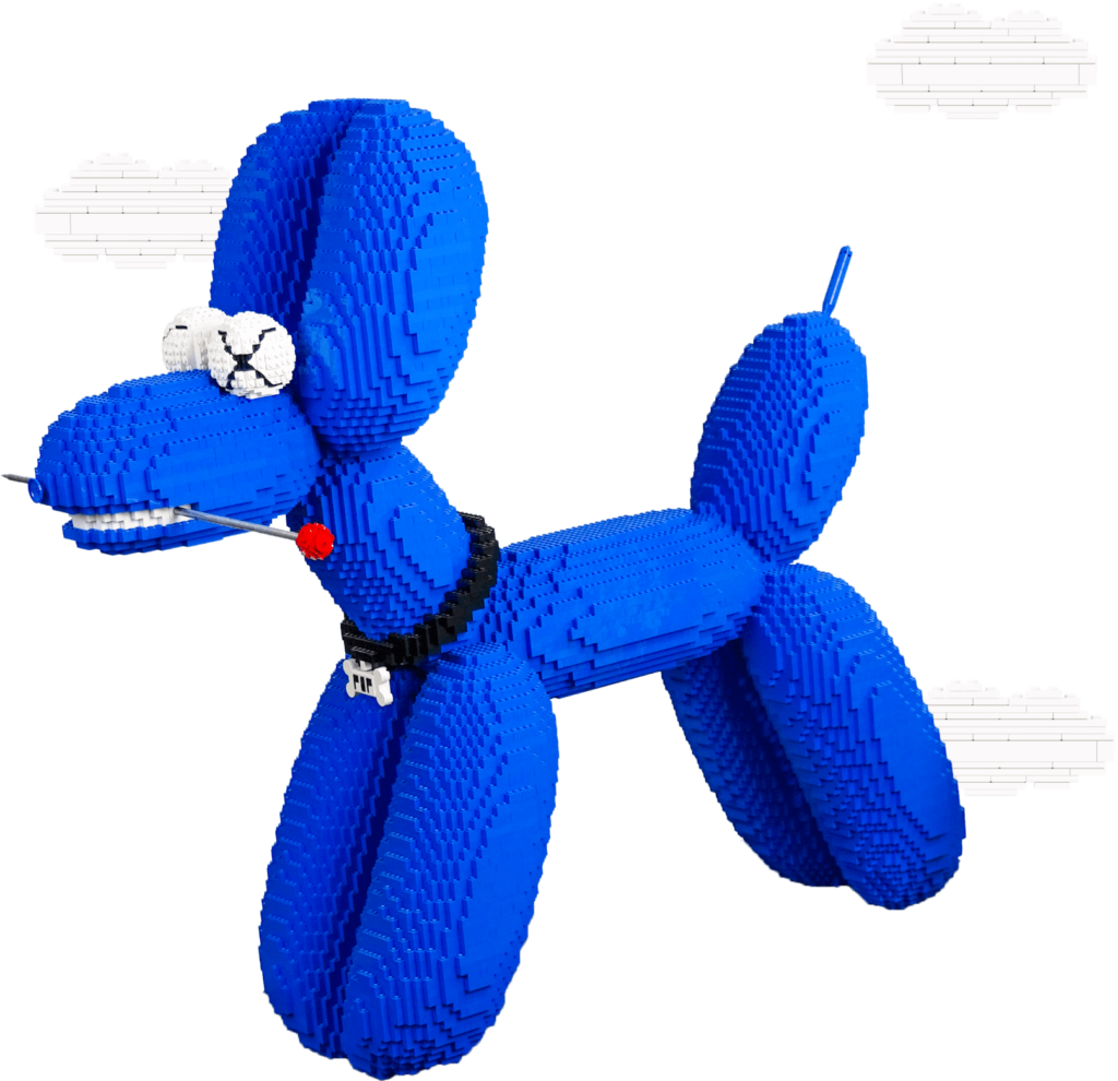 It's the cute balloon-dog at the Bricktionary Interactive Exhibition.